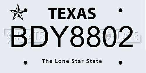 BDY8802 Texas License Plate