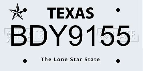 BDY9155 Texas License Plate