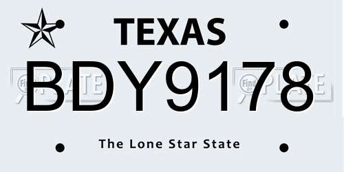 BDY9178 Texas License Plate
