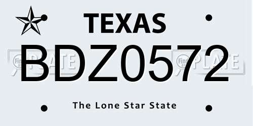 BDZ0572 Texas License Plate