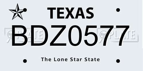 BDZ0577 Texas License Plate