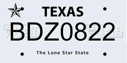 BDZ0822 Texas License Plate