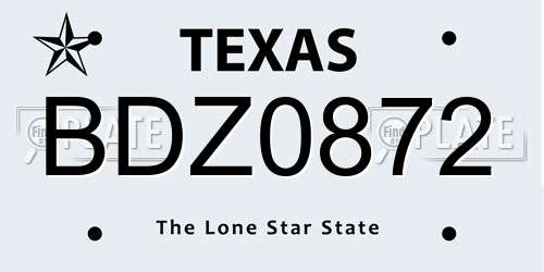 BDZ0872 Texas License Plate