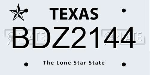 BDZ2144 Texas License Plate