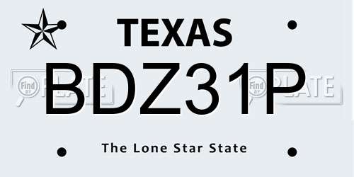 BDZ31P Texas License Plate