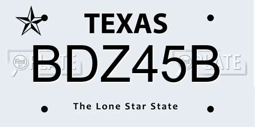 BDZ45B Texas License Plate