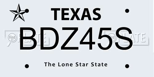 BDZ45S Texas License Plate
