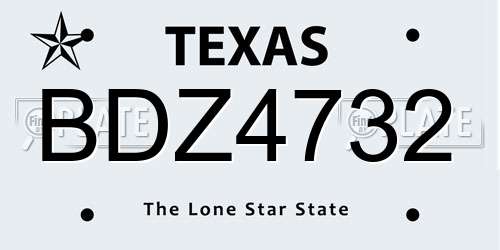 BDZ4732 Texas License Plate
