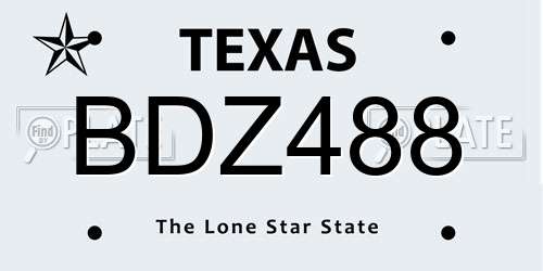 BDZ488 Texas License Plate