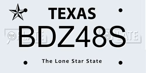 BDZ48S Texas License Plate