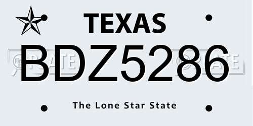 BDZ5286 Texas License Plate