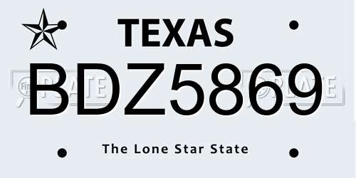 BDZ5869 Texas License Plate