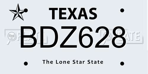 BDZ628 Texas License Plate