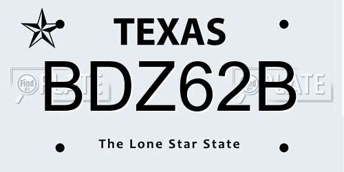 BDZ62B Texas License Plate