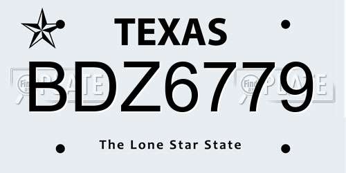 BDZ6779 Texas License Plate