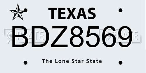 BDZ8569 Texas License Plate
