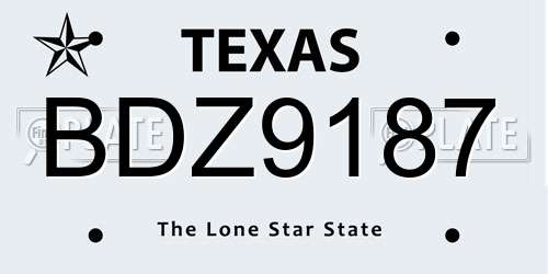 BDZ9187 Texas License Plate