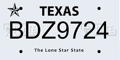 BDZ9724 Texas License Plate