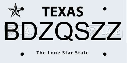 BDZQSZZ Texas License Plate