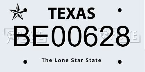 BE00628 Texas License Plate