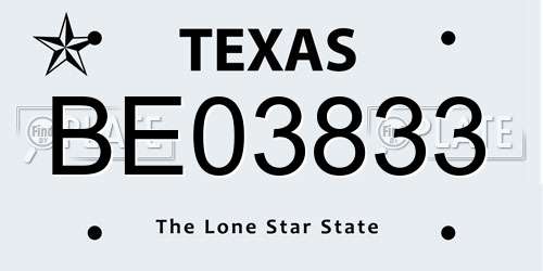 BE03833 Texas License Plate