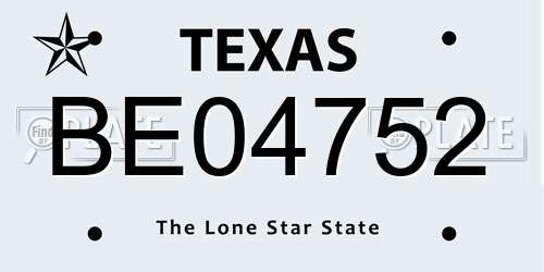 BE04752 Texas License Plate