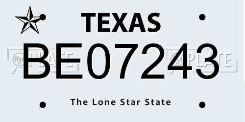 BE07243 Texas License Plate