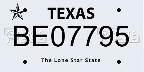BE07795 Texas License Plate