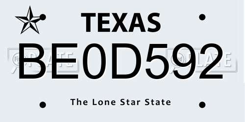 BE0D592 Texas License Plate