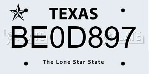 BE0D897 Texas License Plate