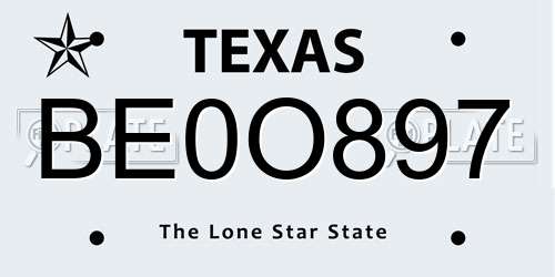 BE0O897 Texas License Plate