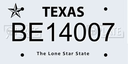 BE14007 Texas License Plate