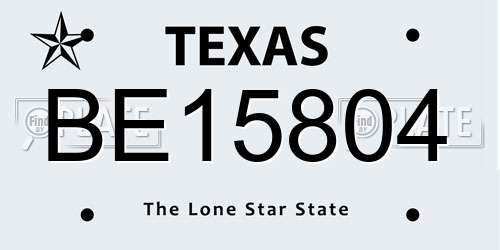 BE15804 Texas License Plate