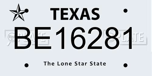 BE16281 Texas License Plate