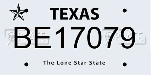 BE17079 Texas License Plate