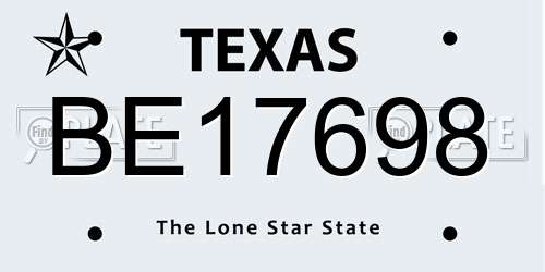 BE17698 Texas License Plate