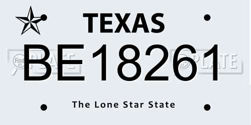 BE18261 Texas License Plate