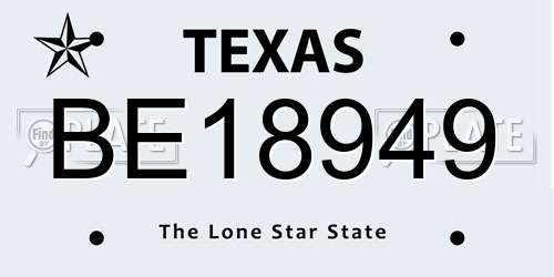 BE18949 Texas License Plate