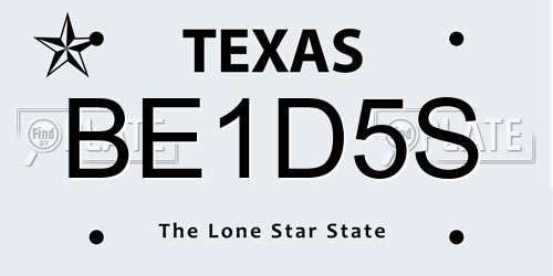 BE1D5S Texas License Plate