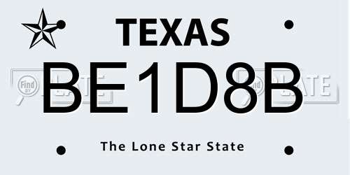 BE1D8B Texas License Plate