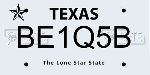 BE1Q5B Texas License Plate
