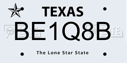 BE1Q8B Texas License Plate
