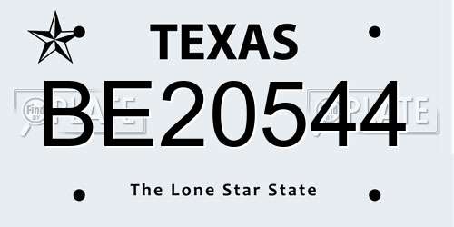 BE20544 Texas License Plate