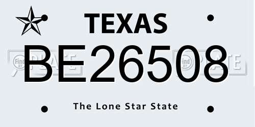 BE26508 Texas License Plate