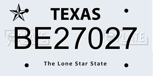 BE27027 Texas License Plate