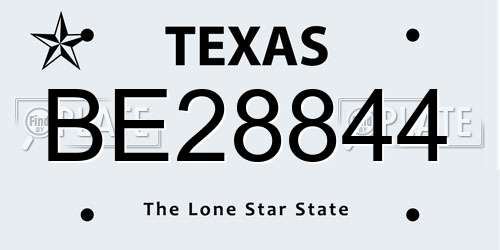 BE28844 Texas License Plate