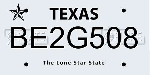 BE2G508 Texas License Plate