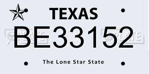 BE33152 Texas License Plate