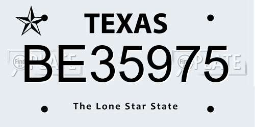 BE35975 Texas License Plate