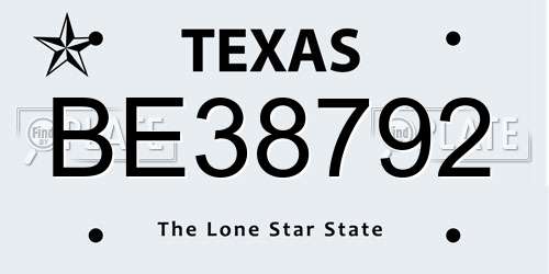 BE38792 Texas License Plate